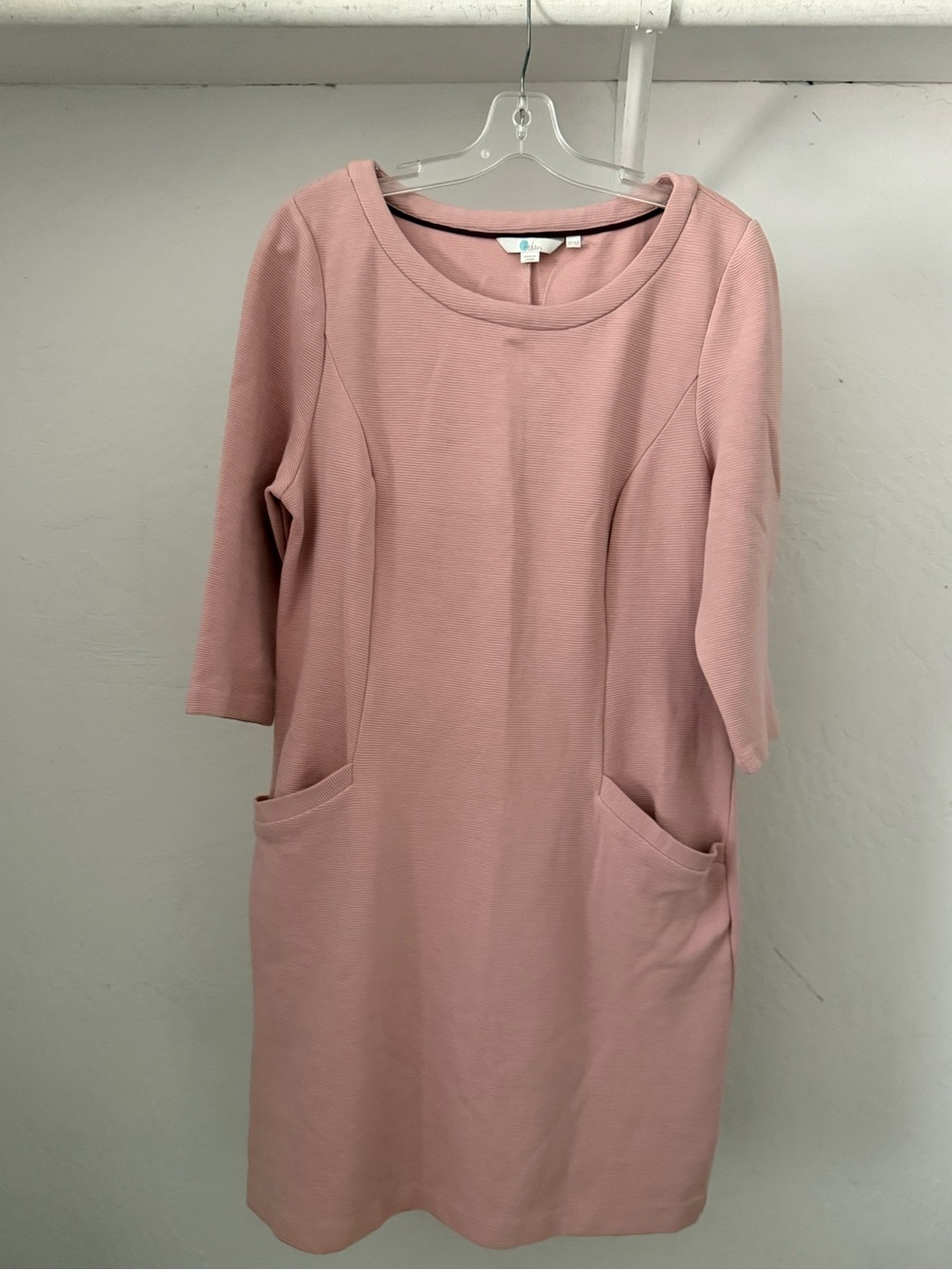 Boden Muted Rose Ribbed Knit Retro Gamine Dress